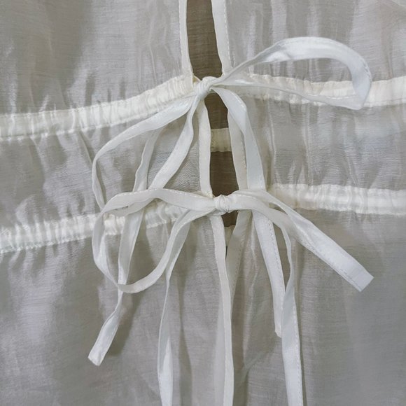 NWT & Other Stories Drawstring Waist Blouson Sleeve Blouse White Sz4 - Picture 10 of 10